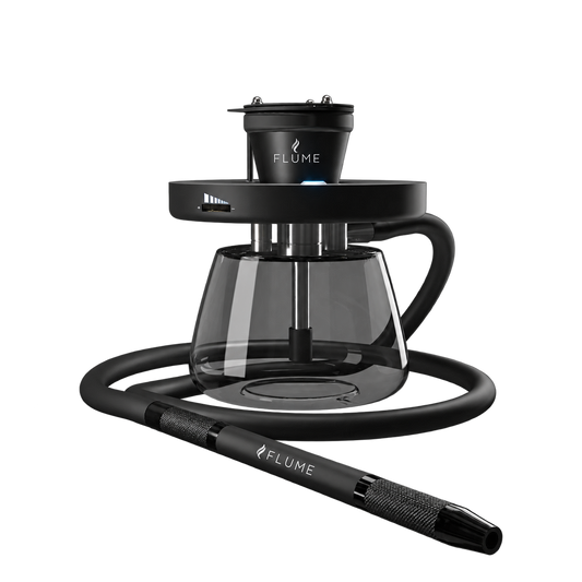 Flume V-1 charcoal-free hookah heating system with battery pack, bowl, glass vase and hose